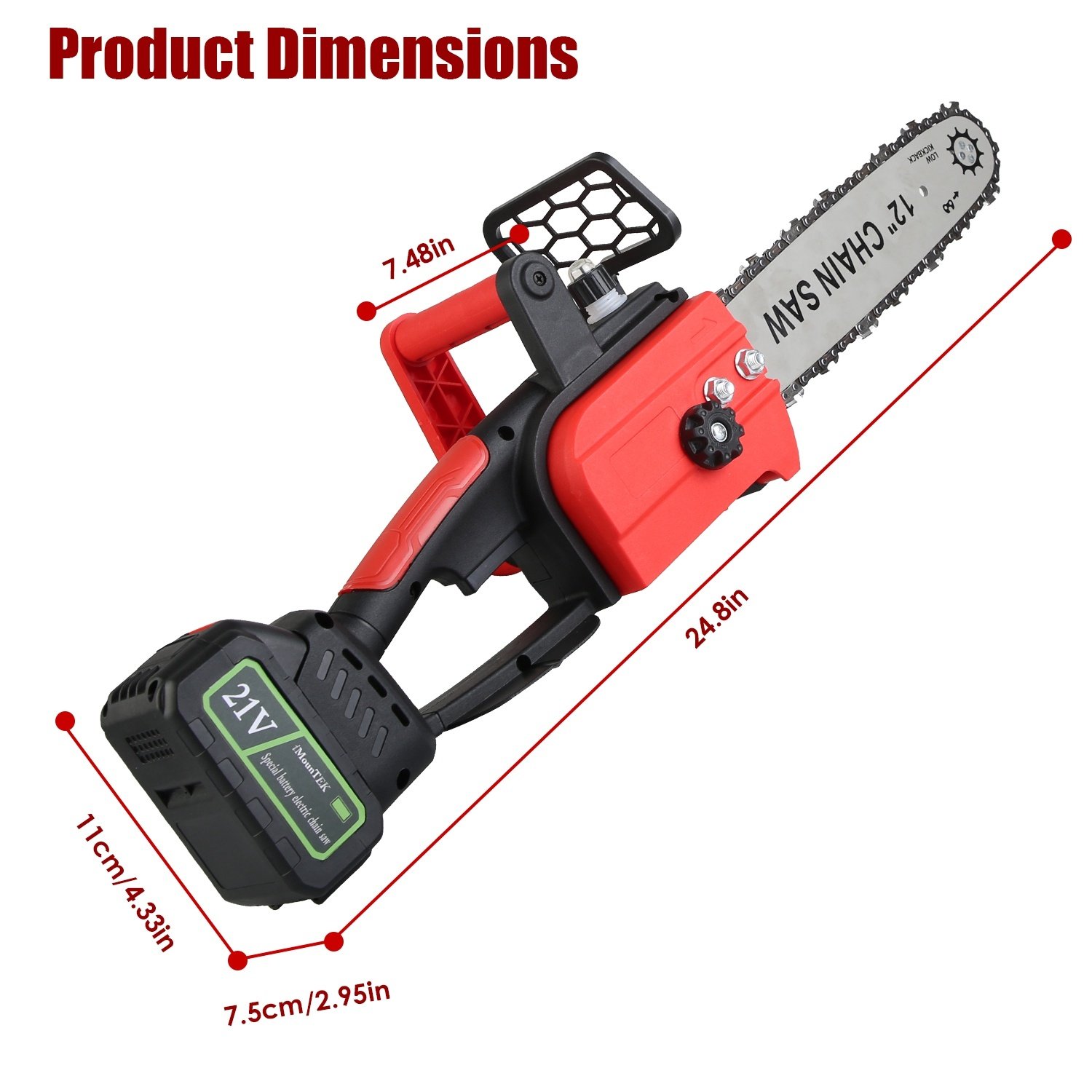 1Pc 12Inch Electric Cordless Chainsaw With 2Pcs 21V 3000mAh Battery And Charger Brushless Battery Operated Handheld Chainsaw With Auto Oiler Safety Switch For Tree Trimming Wood Cutting - Image 8