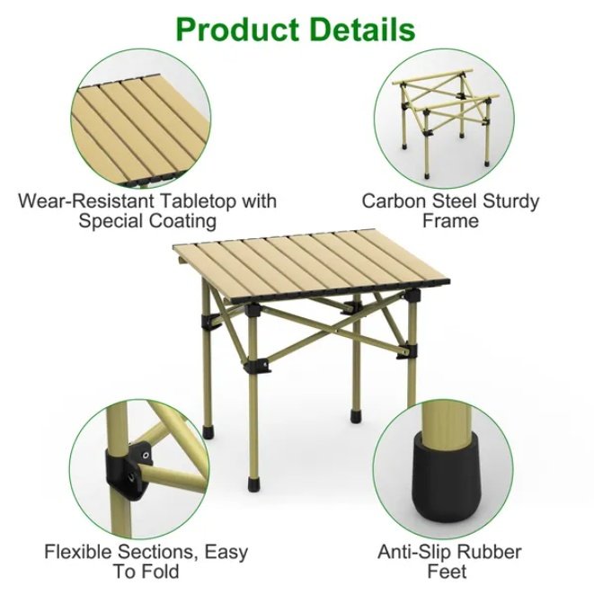 Portable Lightweight Carbon Steel Roll Picnic Barbecue Table - Image 2