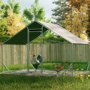 Large Metal Chicken Coop, Walk-in Chicken Run,Galvanized Wire Poultry Chicken Hen Pen Cage, Rabbits Duck Cages With Waterproof And Anti-Ultraviolet Cover For Outside