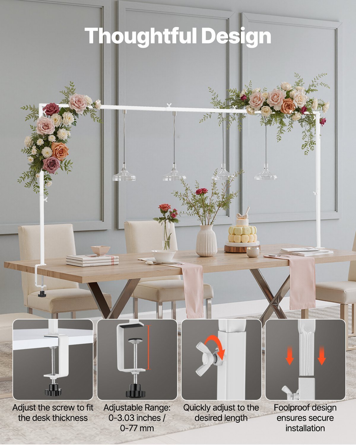 Over The Table Rod Stand With Clamps 28-98 In Length Adjustable Metal Party - Image 4