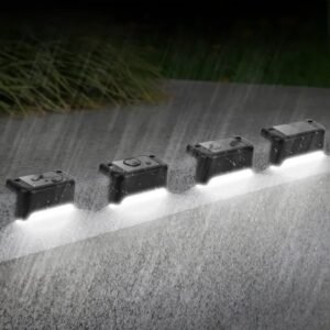 4Pcs Solar Powered LED Step Lights Outdoor Water-Resistant Dusk