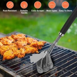 BBQ Grill Cleaning Brush Stainless Steel Barbecue Cleaner Scraper