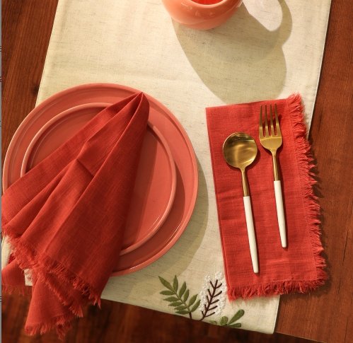 Premium Cotton Napkins Set Of 4-20x20 Inch, Classic Hemstitch Dinner Napkins