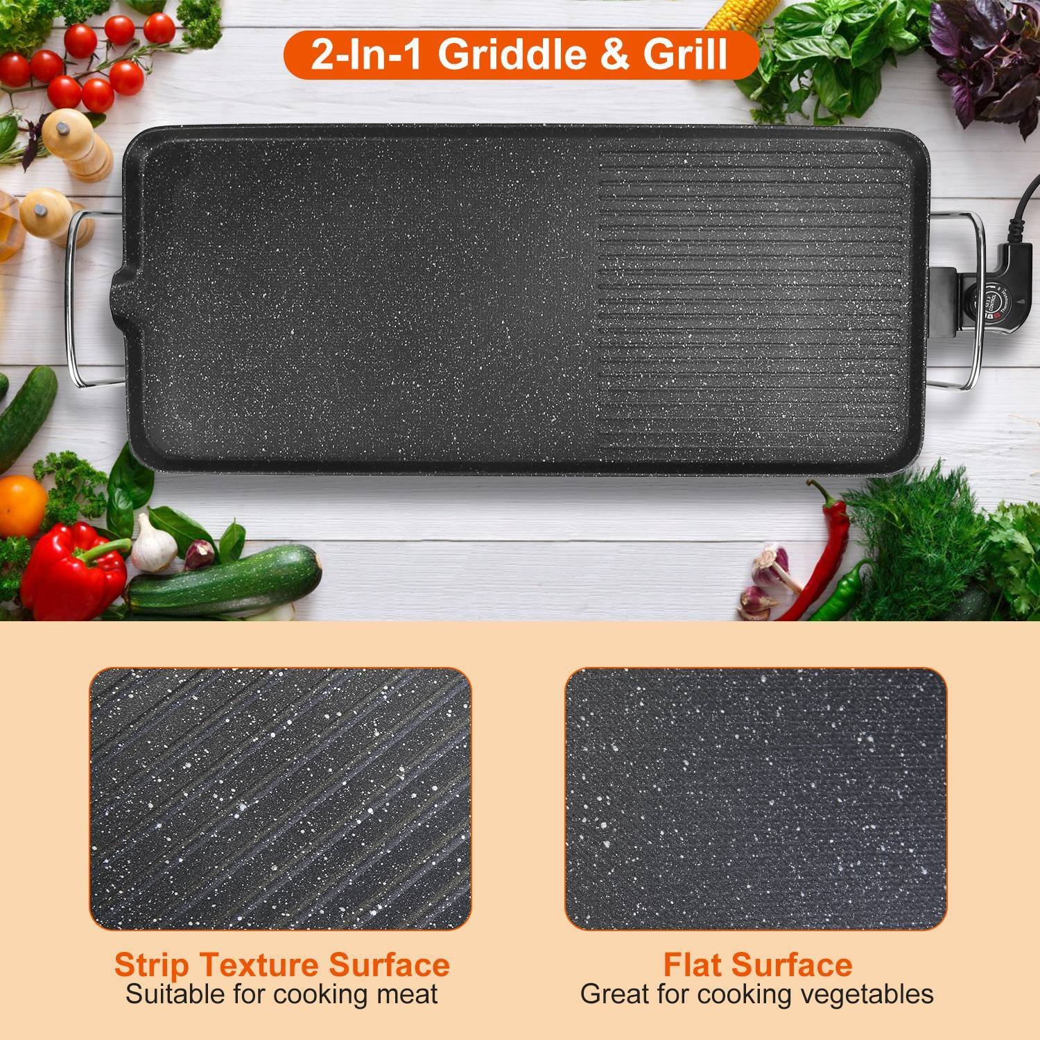 1Pc Electric Barbecue Grill Hot Plate Cooking BBQ Griddle Non Stick Table Top Grill Griddle For Indoor Outdoor Camping Picnic Family Gathering Friend Party - Image 7