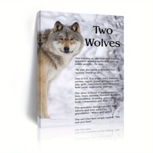 1 Canvas Painting With A Wooden Frame, Wolf Framed Artwork Inspirational Quote Wolf Wall Art Print, Suitable For Home Decor, Living Room, And Bedroom, Holiday Gift For Her Or Him, Happy Eid