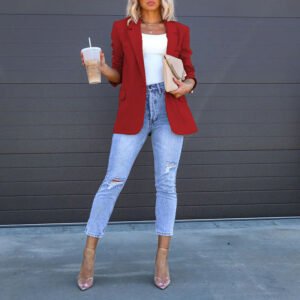 Womens Casual Blazers Open Front Long Sleeve Work Office Suit Jackets Blazer