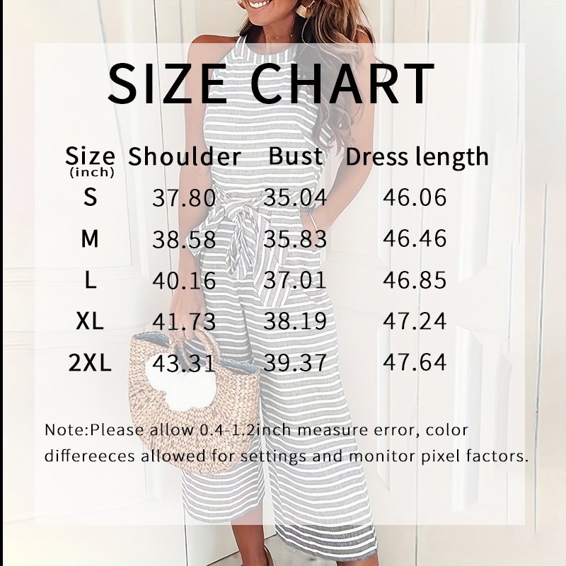 Womens Casual Striped Jumpsuits Summer Cap Sleeve Wide Leg Jumper Romper Button Down Travel Beach Outfits - Image 6