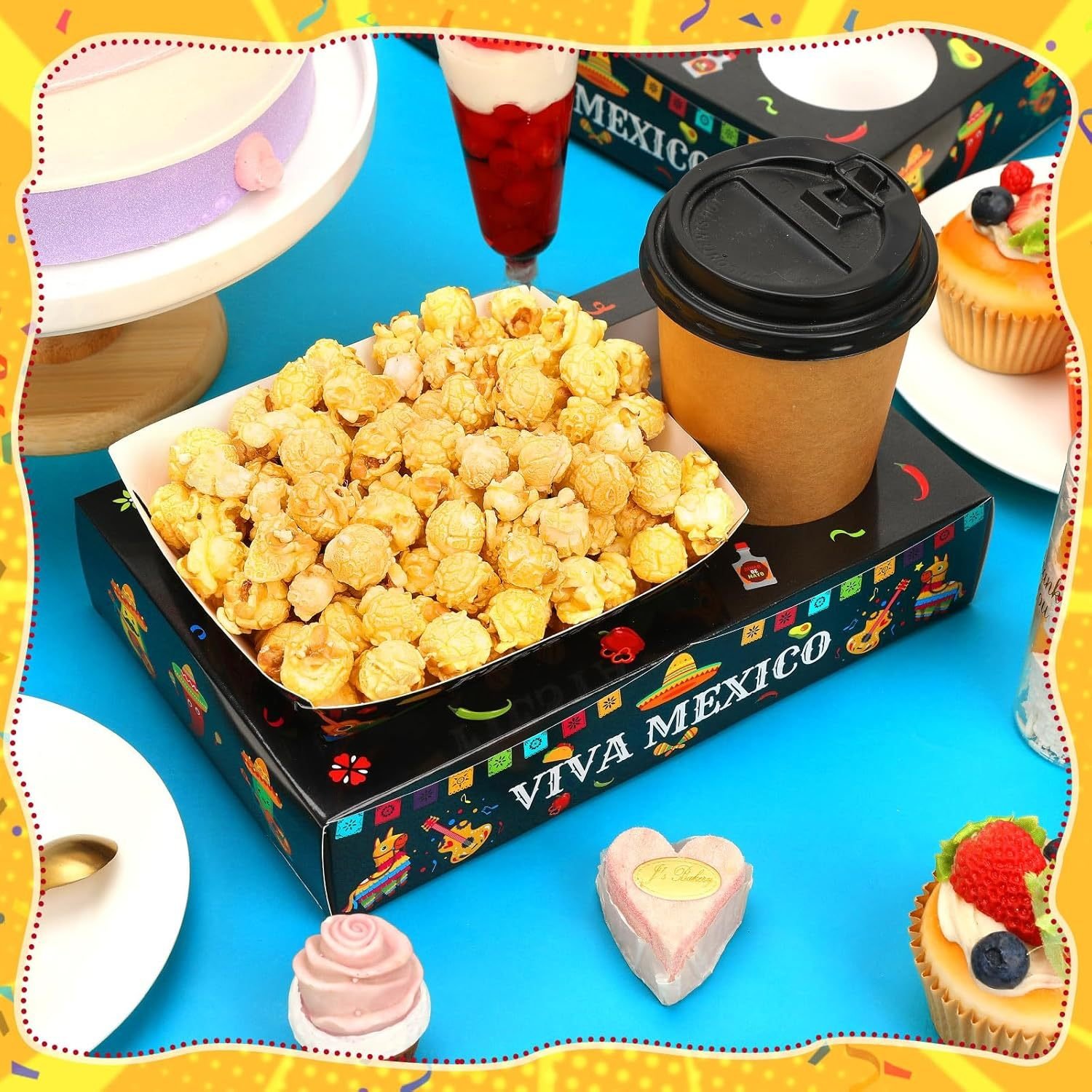 36Pcs Fiesta Movie Night Snack Trays Candy Popcorn French Fries Snack Trays Mexican Party Plates For Snacks Tray Cinco De Mayo Party Supplies Clearance - Image 6