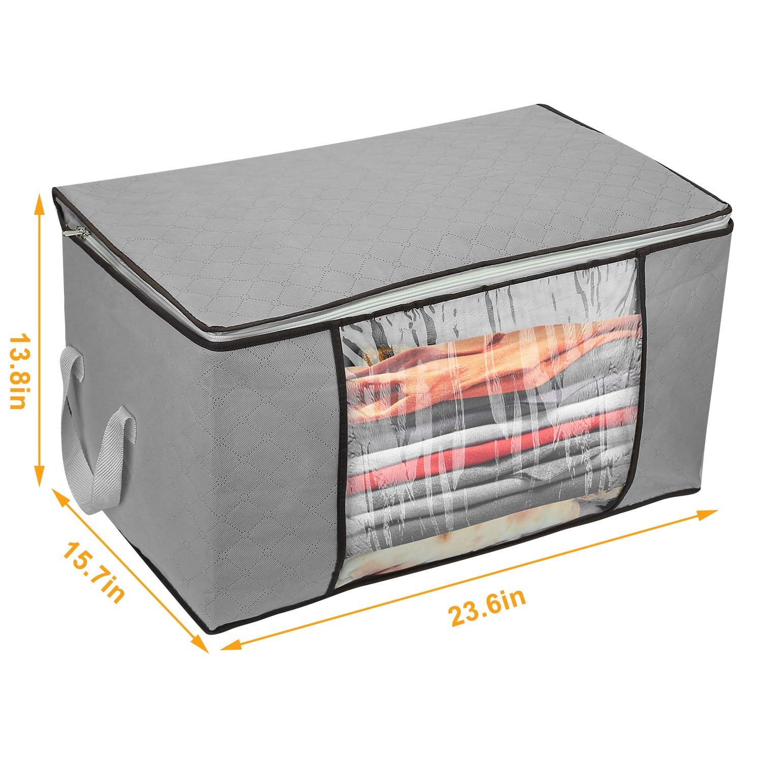 2Pcs Clothes Storage Bag 90L Per Bag With Thick Fabric Clear Window Dual-Zipper For Clothes Comforters Blankets Bedding - Image 8