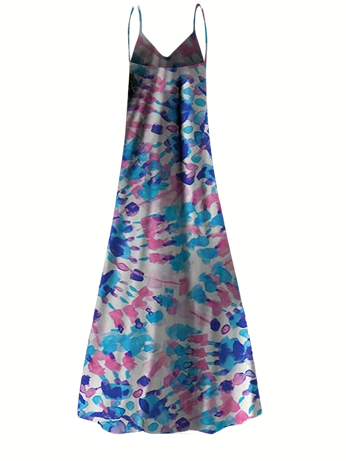 Self-pick-up Plus Size Women's Marble Printed V-Neck Stretchy Casual Cami Tank Dresses - Image 4