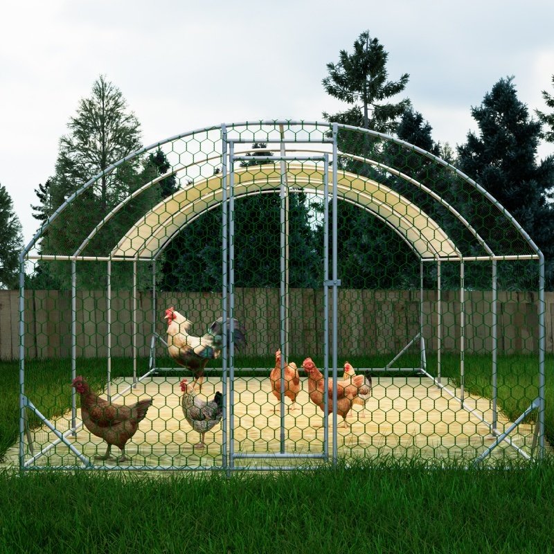 26'x9'x6'Large Metal Chicken Coop,Walk-in Poultry Cage,Chicken Run With Waterproof Cover,Outdoor Backyard Farm,Chicken Rabbits Duck Run Pen,Easy To Assemble And Clean - Image 10