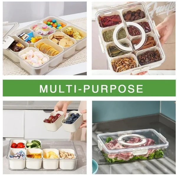 Split Service Tray With 8 Compartments For Snack Boxes - Image 2