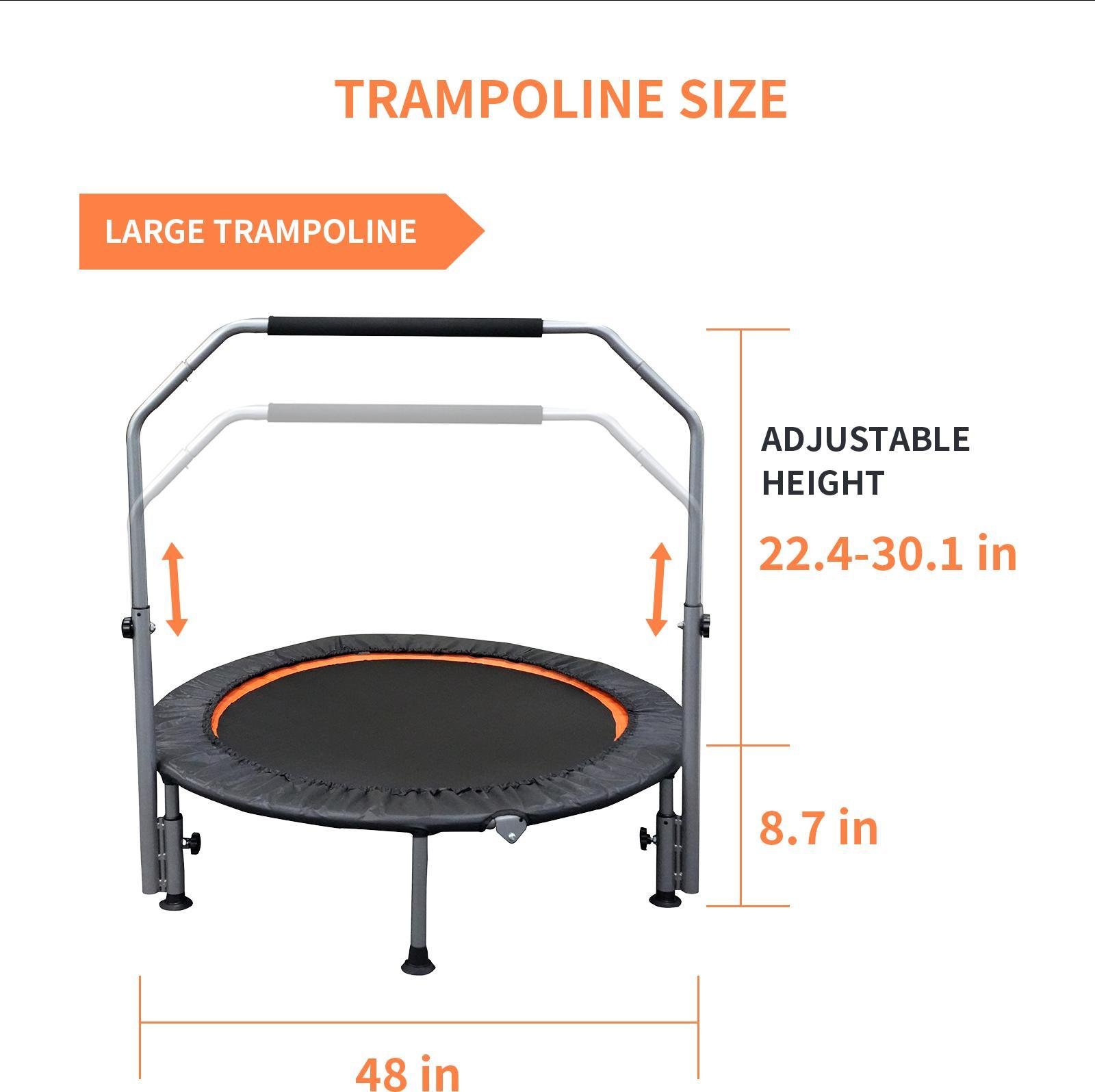 Folding Mini Fitness Trampoline With Adjustable Handles For Adults, Suitable For Indoor And Outdoor Exercise - Image 9