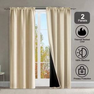 Rod Pocket Thermal Insulated With Coated Lining 52 In. W X 63 In. L Indoor Blackout Curtains Set Of 2