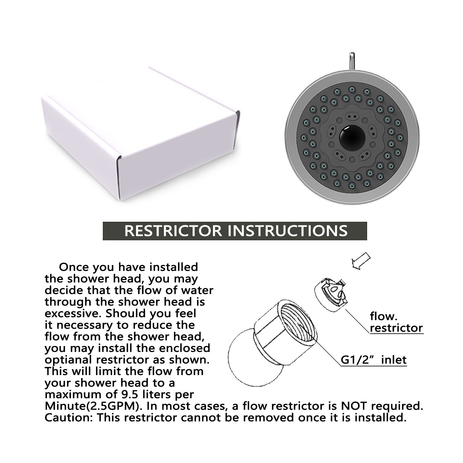 2-Spray Settings 2.92 In. Wall Mount Fixed Adjustable Shower Head In Chrome,,Non-EBAY Certified Warehouse - Image 5