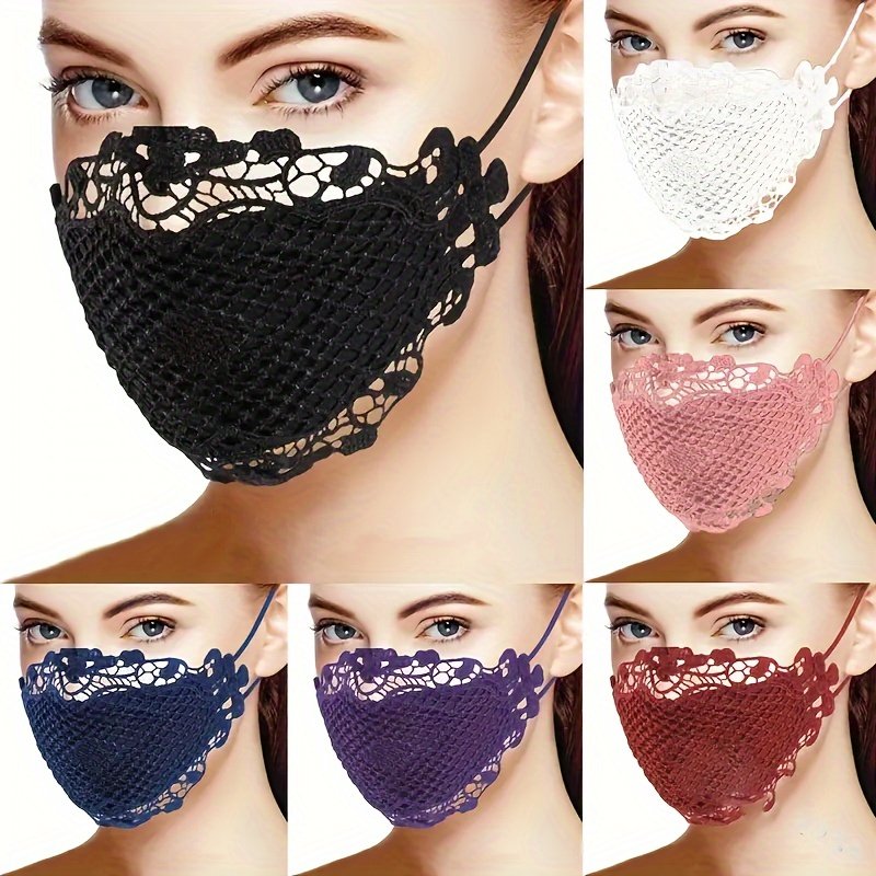 6PCS Sexy Lace Face Mask For Women- Adjustable Ear Loops- Cute, Sexy Washable And Reusable