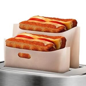 12Pcs Non Stick Toaster Bags Reusable 6.7 X7.5 Inch Grilled Cheese Bags Heat Resistant & Easy To Clean Mess Free Toasting Sandwiches Panini & More Compatible With Toaster Oven Microwave & Grill