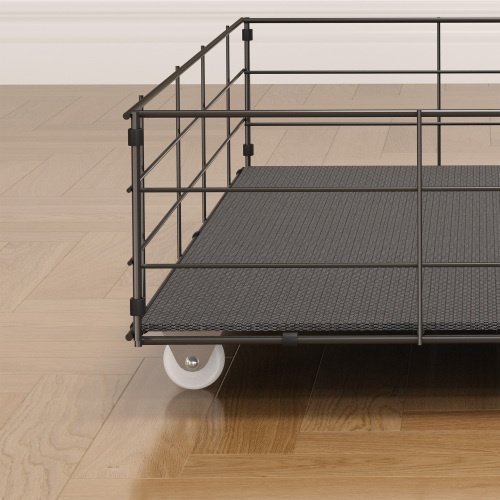 Queen Size Bed Frame With LED, 4 Under-bed Portable Storage Drawers, Wings Headboard Design - Image 7