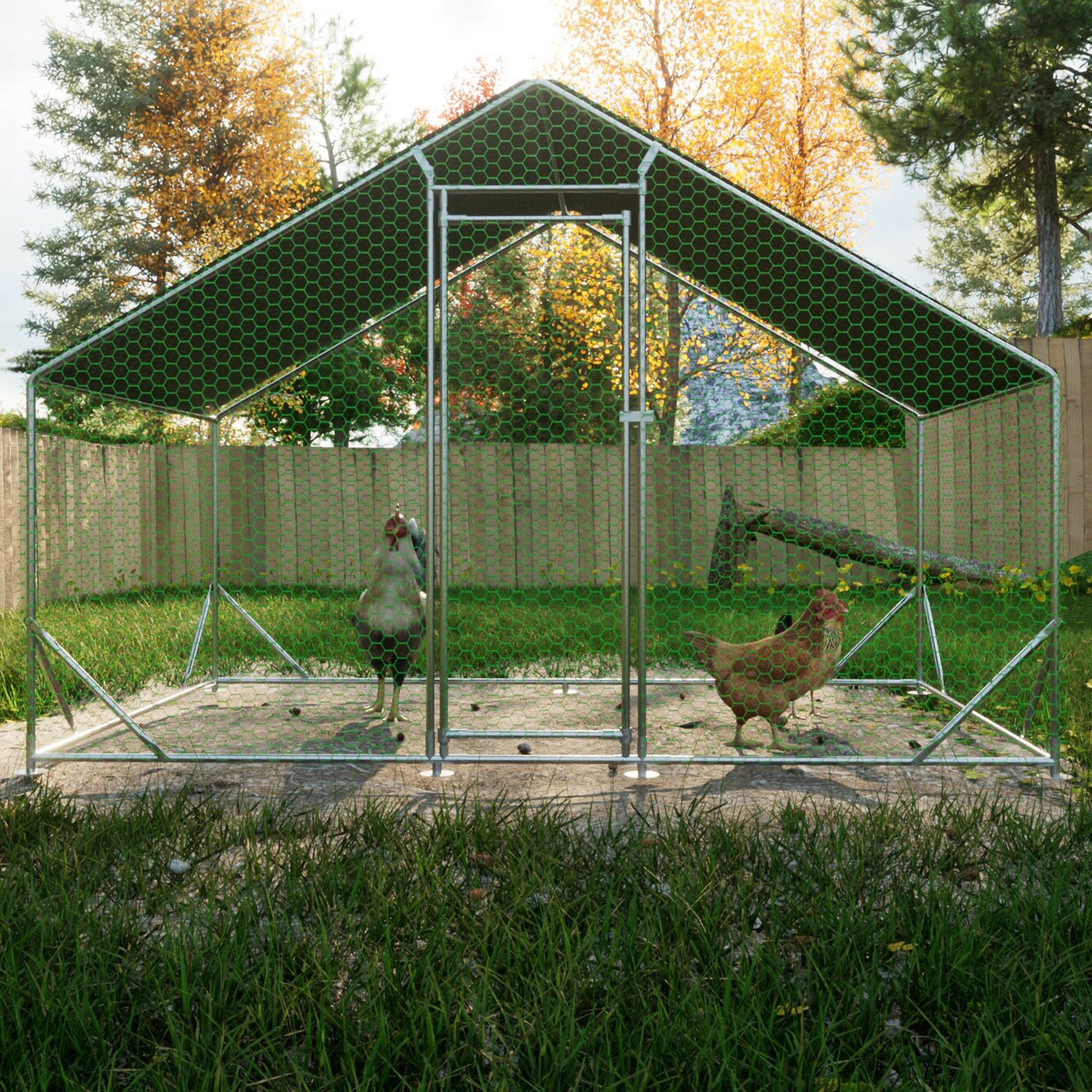 Large Metal Chicken Coop, Walk-in Chicken Run, Galvanized Wire Poultry Chicken Hen Pen Cage, Rabbits Duck Cages With Waterproof And Anti-Ultraviolet Cover For Outside - Image 10