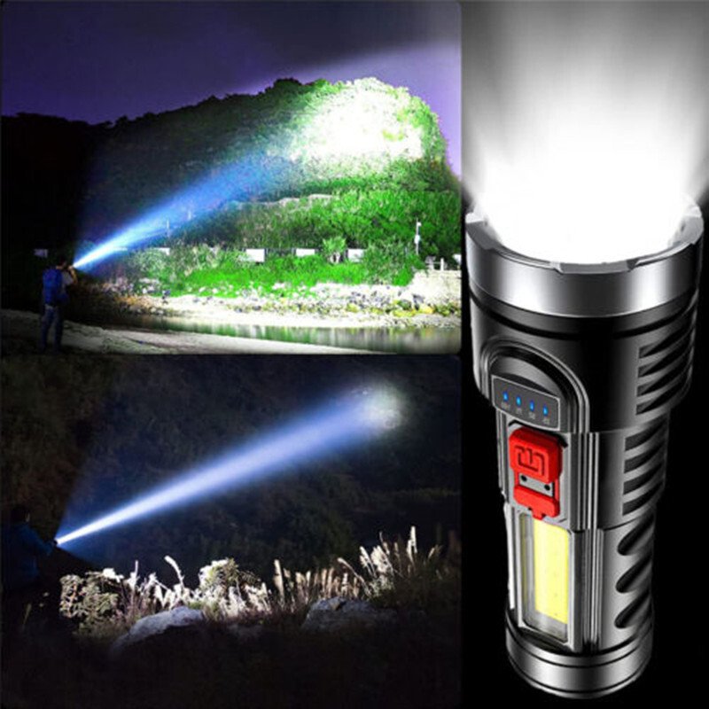 LED Flashlight Torch Rechargeable Work Light Built-in Battery - Image 4
