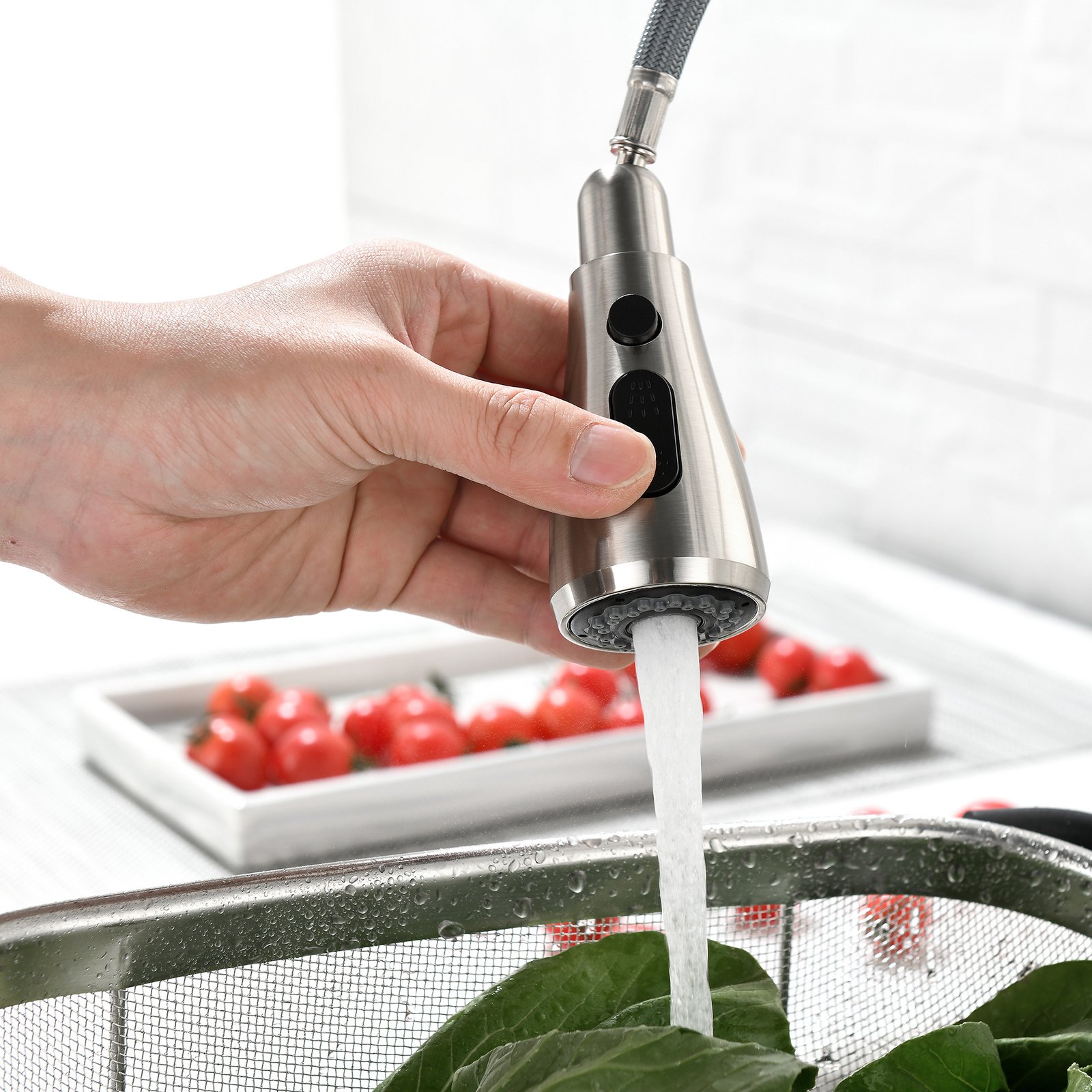 Single Handle High Pull Out Kitchen Faucet, Single-stage Stainless Steel Kitchen Sink Faucet, With Pull Down Spray - Image 9