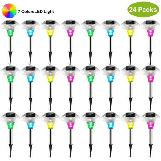 24Packs Solar Garden Lights Outdoor IP44 Waterproof Solar Pathway Lights Color Changing Landscape Lamps - Image 2