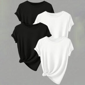 4 Pack T-Shirts For Women - Short Sleeve Basic Tees Soft Crew Neck Trendy Summer Tops For Casual Outfits 2025