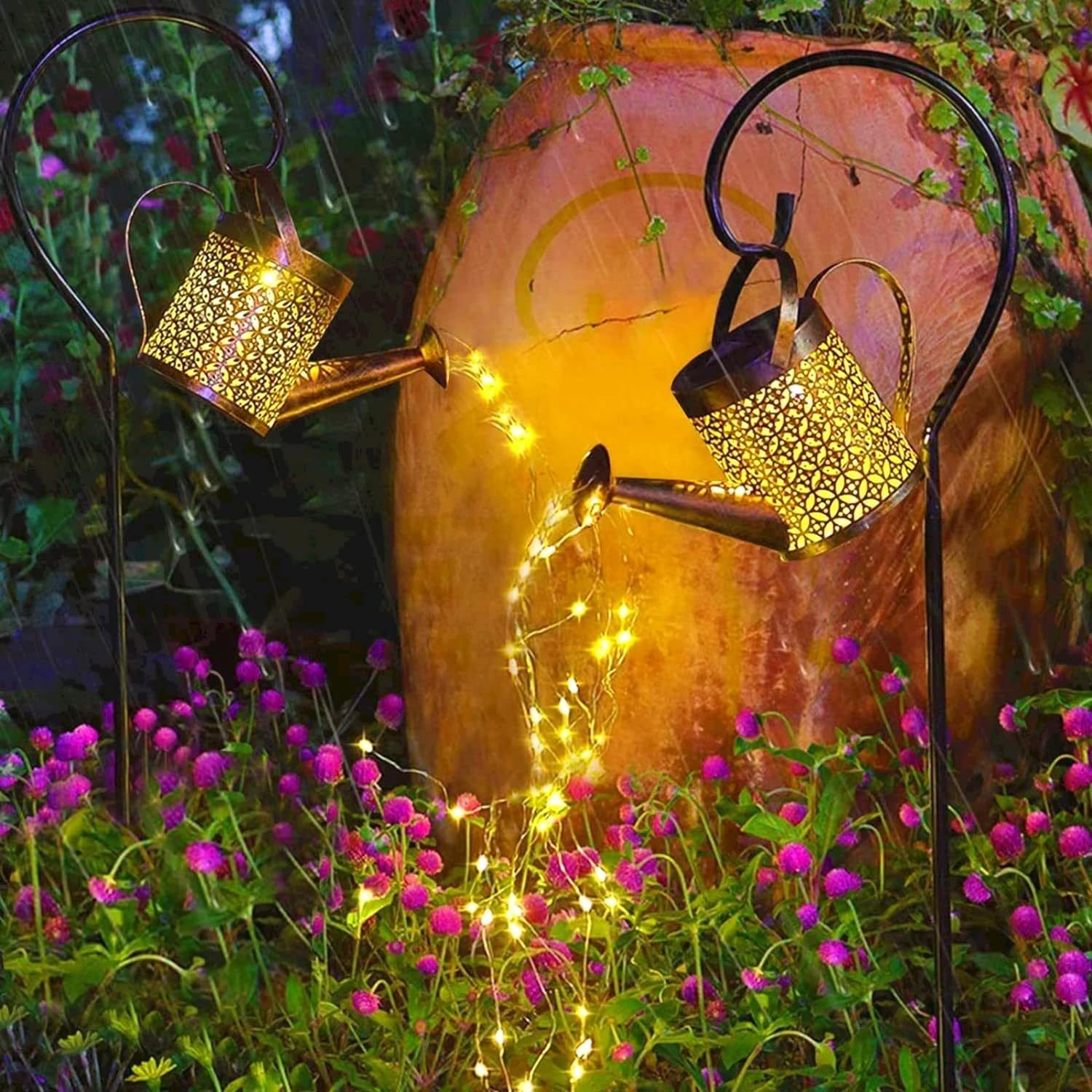 2-Pack LED Watering Can Solar String Lights Outdoor Solar Decorative Lights - Image 4