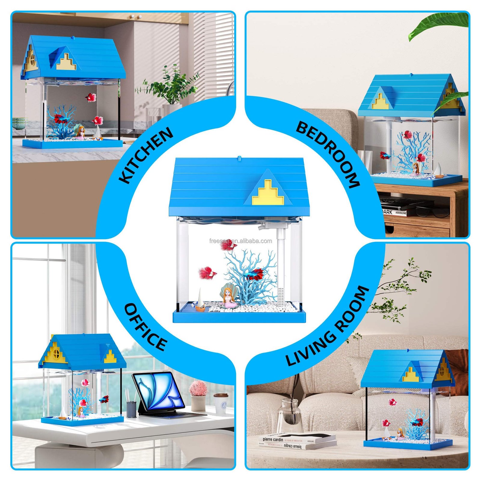 FREESEA 2-gallon Acrylic Fresh-keeping Fish Tank, Equipped With Filtration And Lighting, Suitable For Shrimp, Jellyfish, And Goldfish, Ideal For Children's Bedrooms. - Image 4