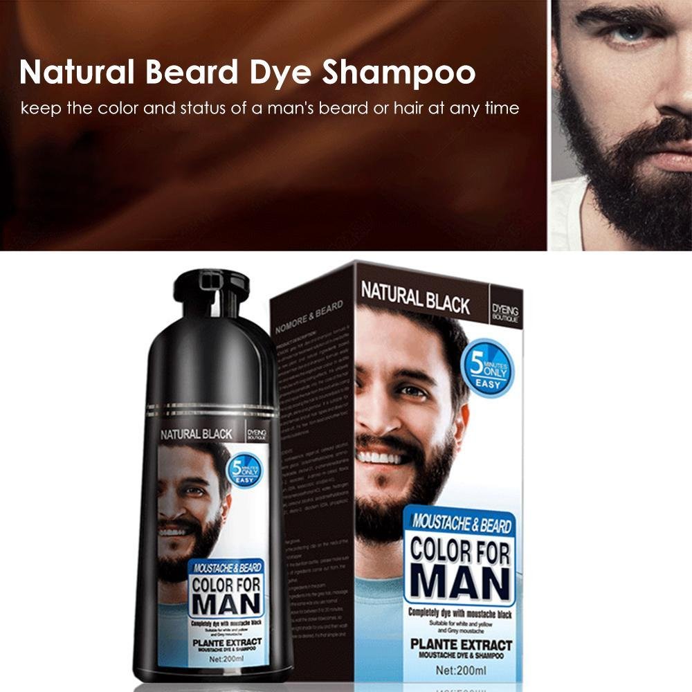 Beard Hair Color Shampoo For Men,Natural Permanent Beard DyeShampoo, Colors Hair In Minutes Long Lasting, 200ml, Black Hair DyeHaircare - Image 4