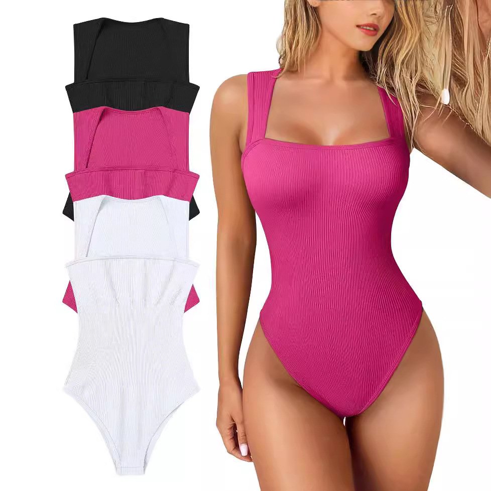 Women's U-neck Sleeveless Vest Tight Jumpsuit - Image 6