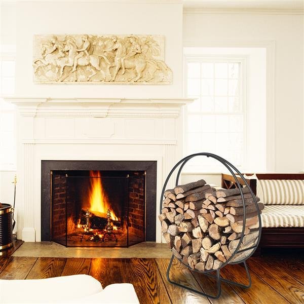 24 Inch Round Indoor Outdoor Wrought Iron Fireplace Wood Stand - Image 3