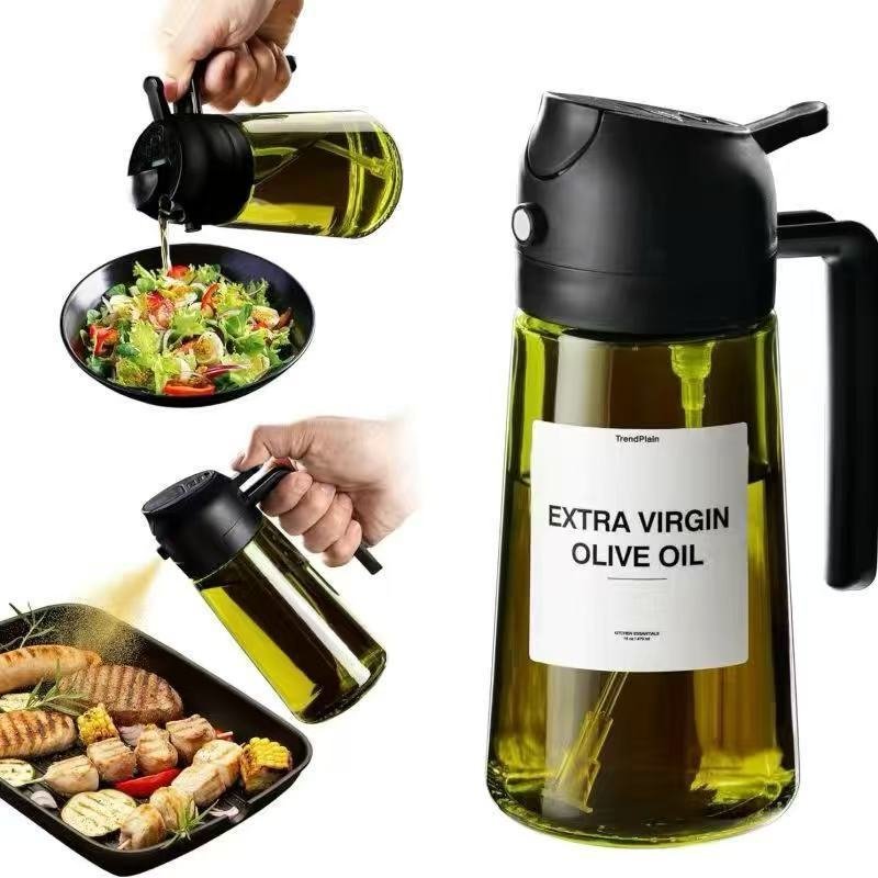 Portable Light-shielding Spray Oil Bottle, All-in-one Glass Oil Bottle, Olive Oil Sprayer - Image 2