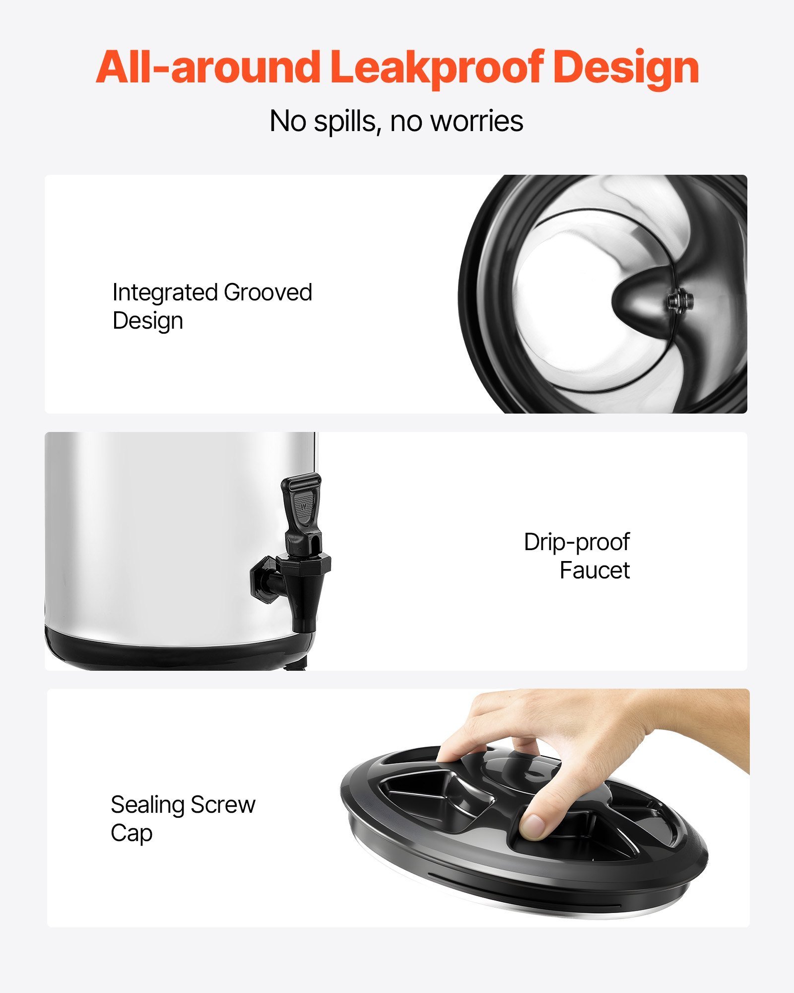 Insulated Beverage Dispenser For Hot & Cold Drinks 2 Gal Stainless Steel - Image 5