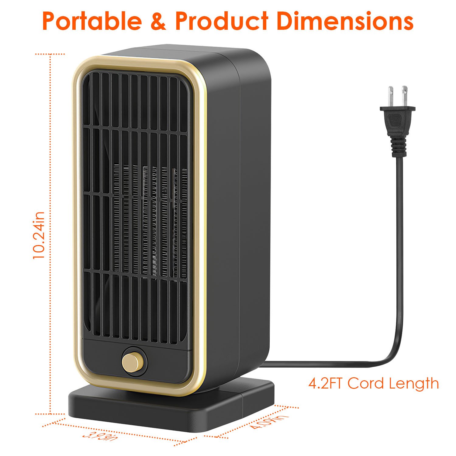 1Pc 500W Portable Electric Heater PTC Ceramic Heating Space Heater Overheating Tip Over Protection 3S Heating Space For 322 Sq FT Home Office Use - Image 5