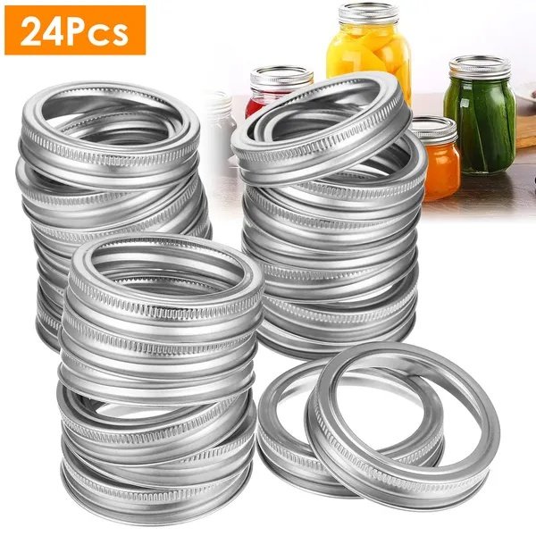 24 Pcs Regular Mouth Canning Jar Metal Rings