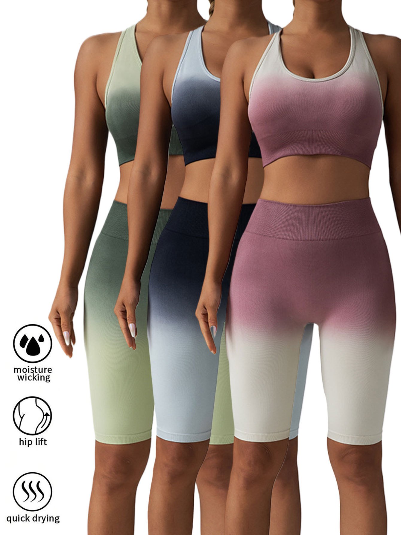 3 Pack Women Workout Shorts Scrunch Shorts Seamless High Waisted Contour Gym Yoga Biker Shorts - Image 4