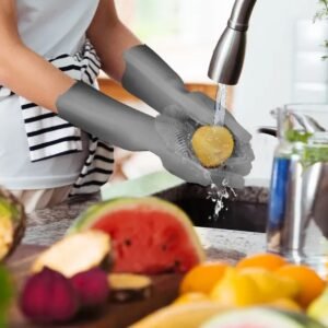 1 Pair Magic Silicone Brush Dishwashing Gloves Cleaning Sponge Pet