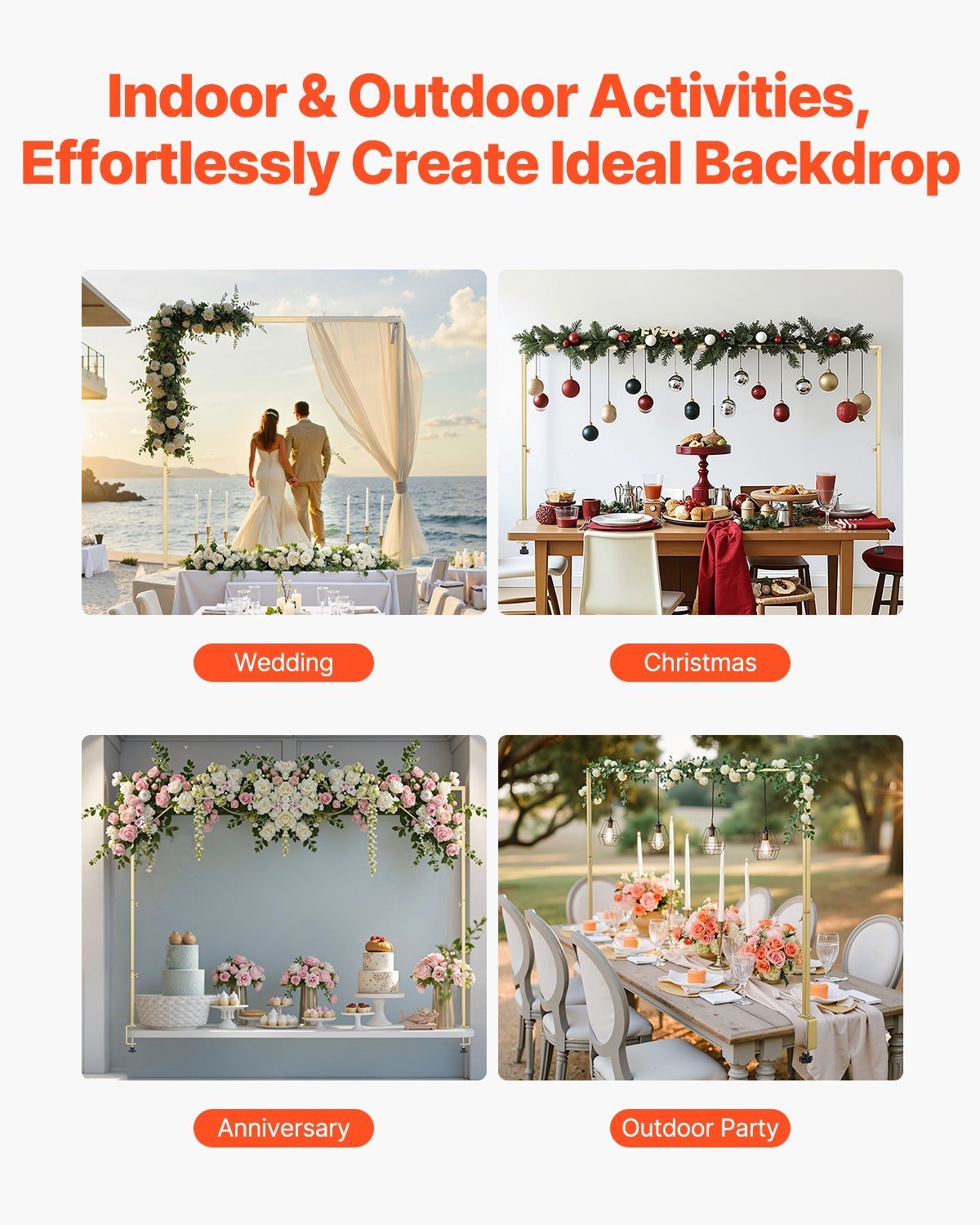 2Pcs Over The Table Rod Stand With Clamp Arch Frame Decor 28"-98" L Adjustable - Image 5