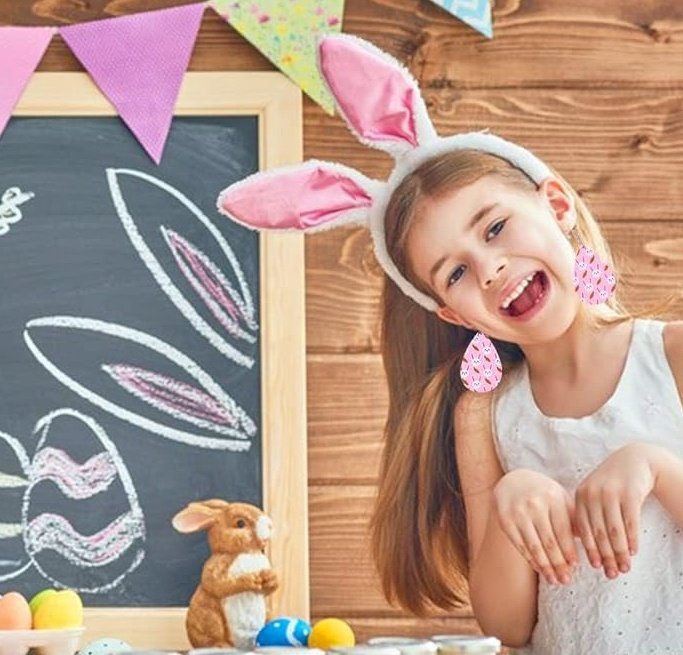 9 Pairs Easter Faux Leather Earrings For Women Lightweight Leaf Long Dangle Teardrop Earrings For Easter Egg Hunt Party Supplies Easter Dress Up - Image 2