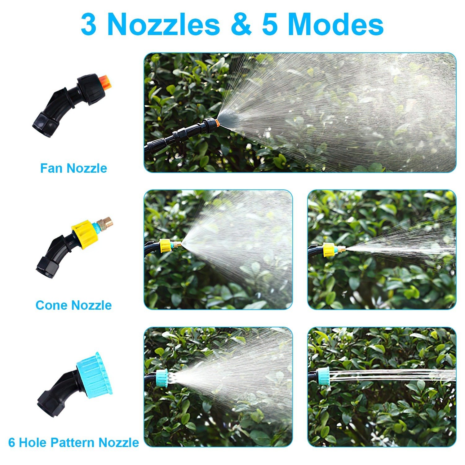 5L 1.32Gallon Battery Operated Water Sprayer Portable Garden Sprayer Electric Sprayer With Rechargeable Handle Telescopic Wand 3 Spray Nozzles Shoulder Strap For Lawn Garden - Image 8