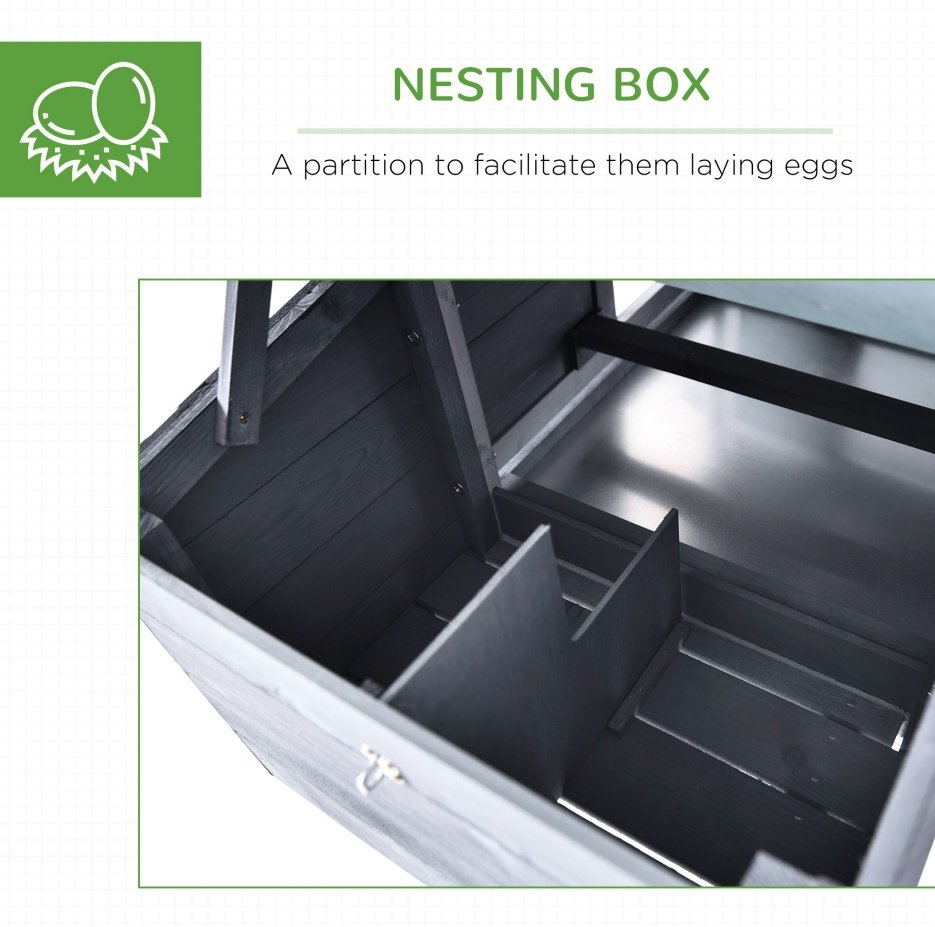 Chicken Coop Kit 59 Outdoor Solid Wood Enclosed House Ventilation Gray - Image 3