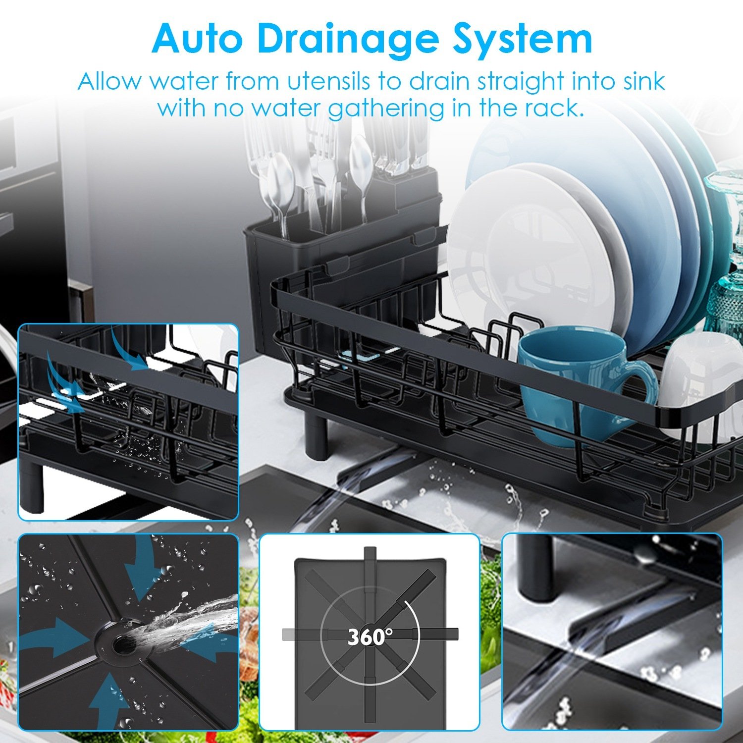 1Pc Dish Drying Rack Drain Board Utensil Holder Organizer Drainer Tableware Organizer Kitchen Countertop Storage Shelf - Image 3