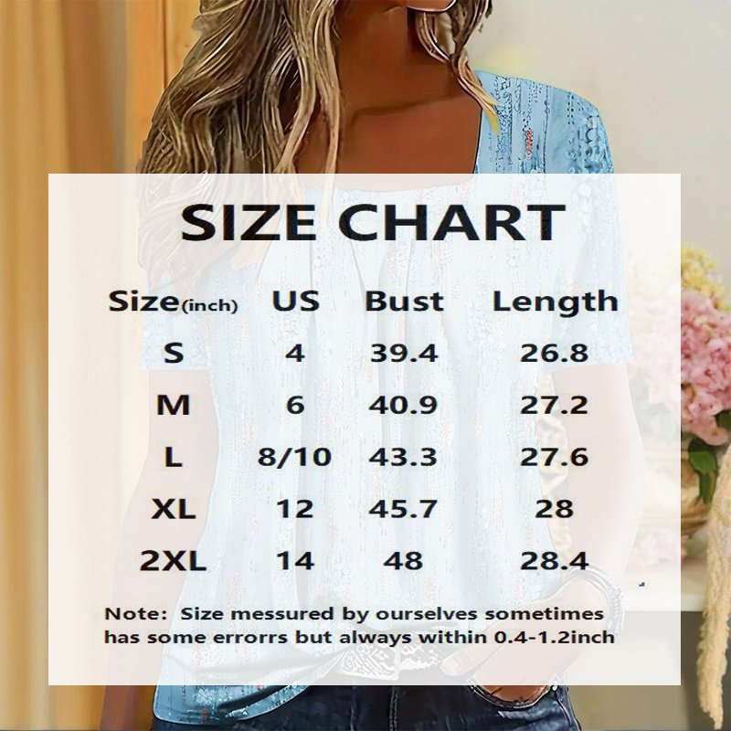 Women's Casual Square Neck Glitter T-Shirt - Sparkling Short Sleeve Top With Printed Design, Vibrant Spring&Summer Fashion Tee - Image 5