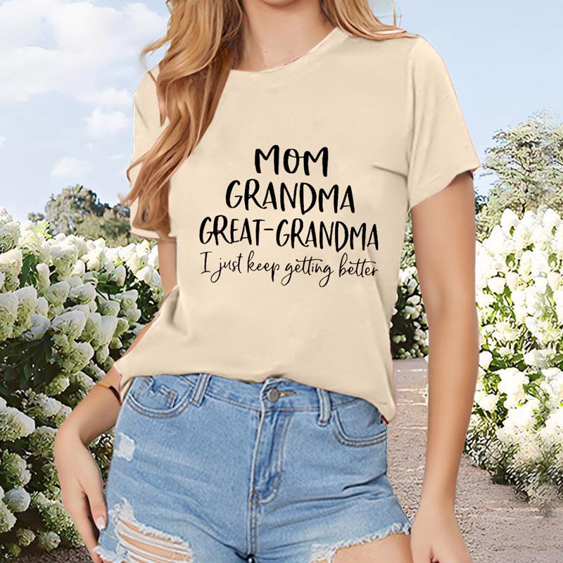 Women's Slogan Print Round Neck Short Sleeve T-Shirt, Casual Summer Top