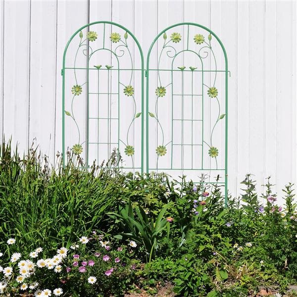 Metal Garden Trellis For Climbing Plants, Outdoor Flower Stand - Green - Image 6