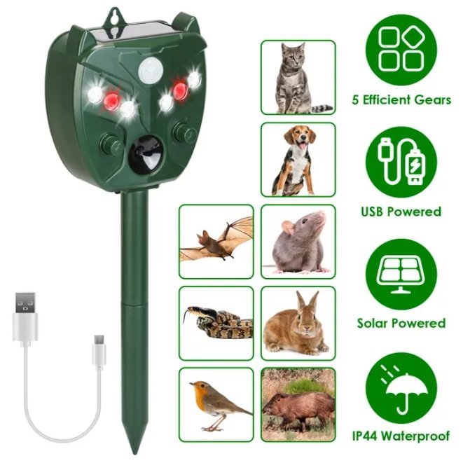 Ultrasonic Solar Animal Repellent