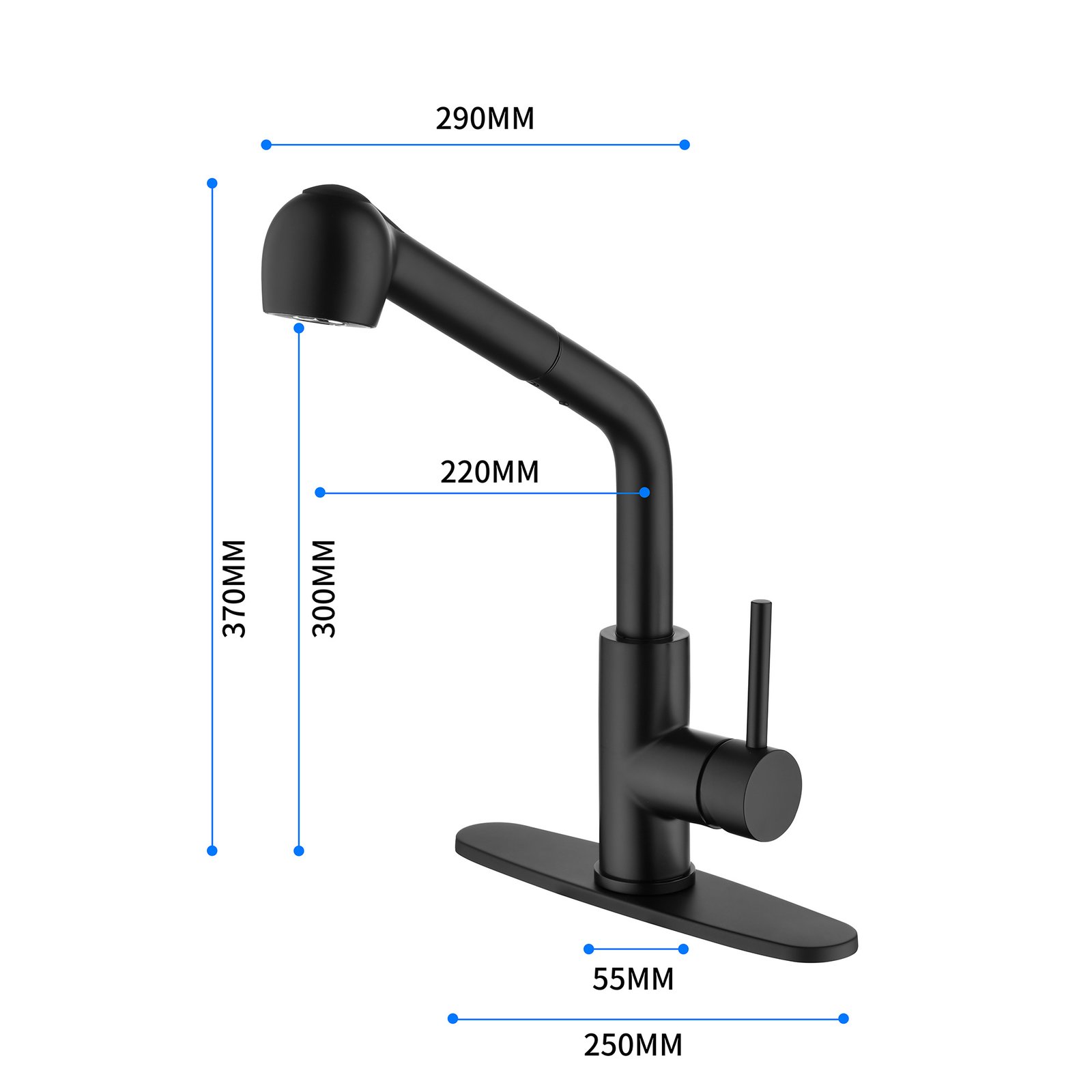 Stainless Steel Matte Black Single Handle Pull Out Spray, Kitchen Faucet - Image 7