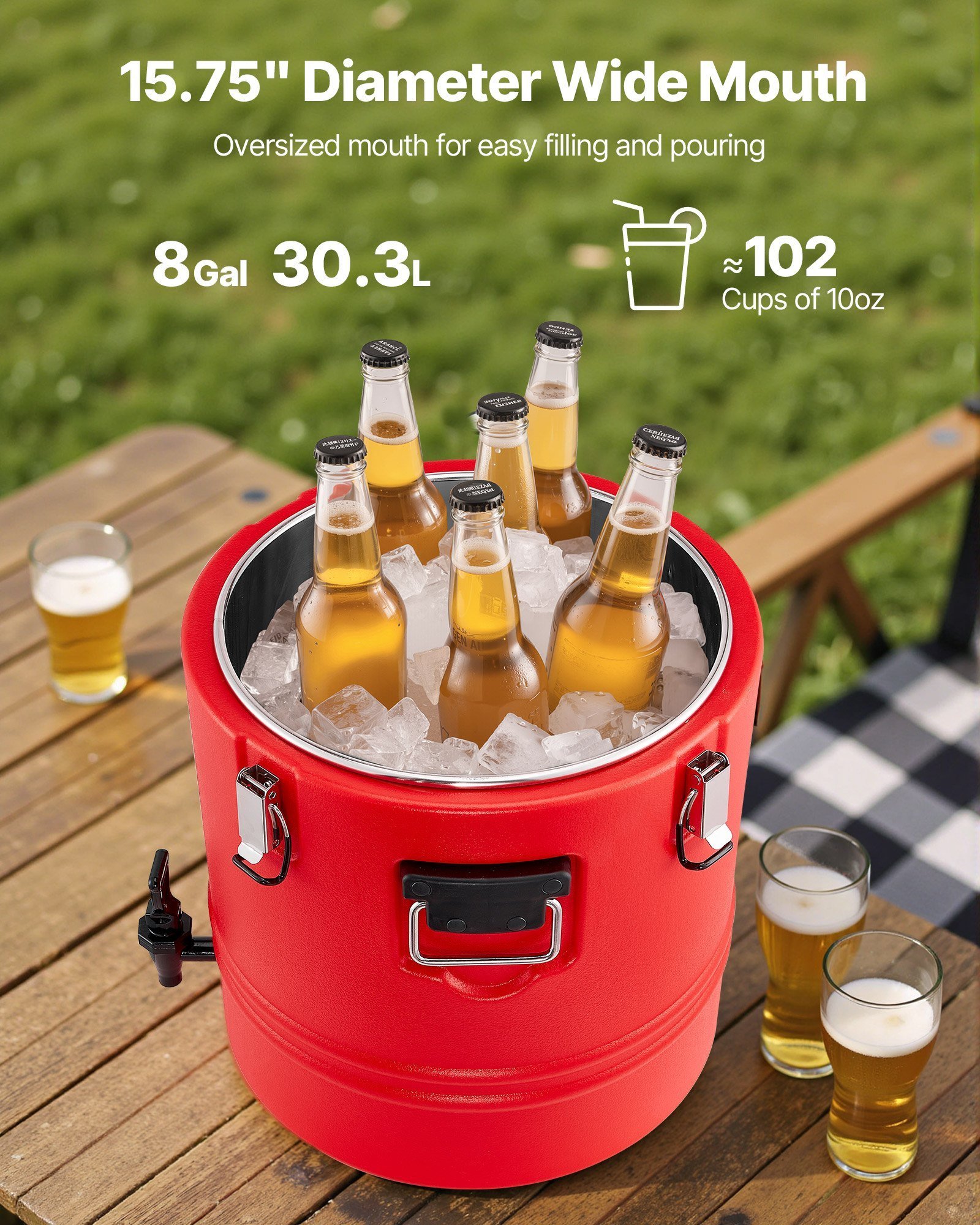 Insulated Beverage Dispenser For Hot And Cold Drinks 8 Gal/30L Cooler Jug - Image 2