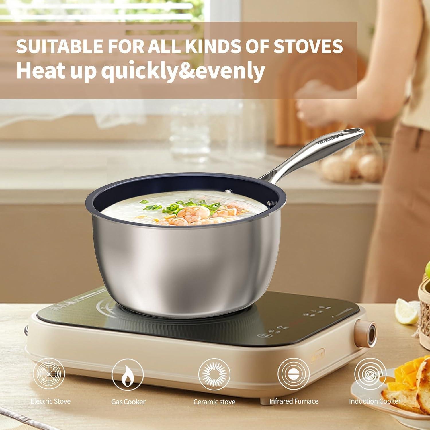 2.2 Quart Titanium Alloy Stainless Steel Multifunctional Household PFOA-free Non-stick Frying Pan With Lid, Dishwasher-safe, Oven-safe, Suitable For All Stovetops - Image 9